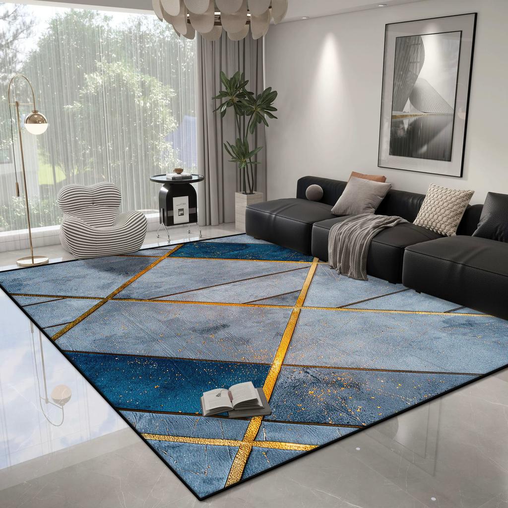 Modern Geometric Carpet Living Room Light Luxury Decoration Bedroom Non-slip Rug Easy Cleaning Lounge Plush Floor Mat Washable