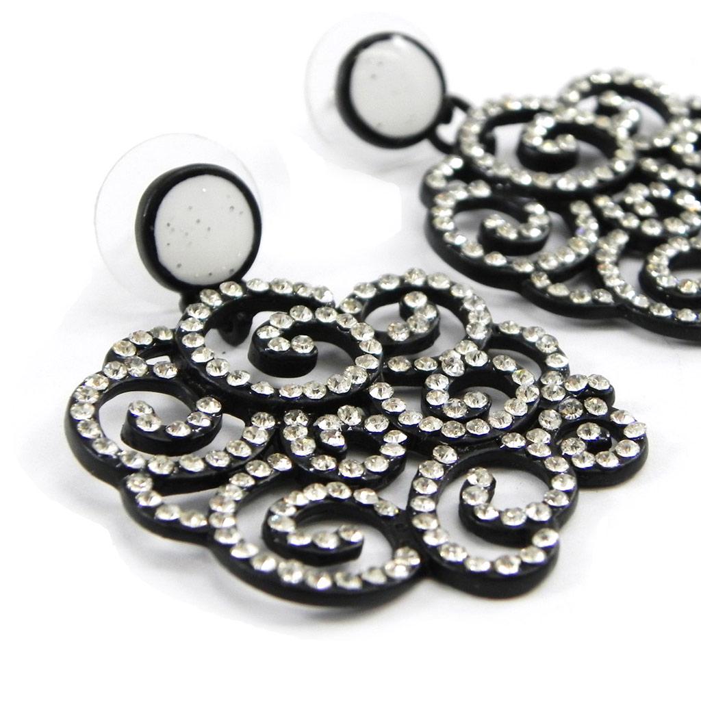 NOA [I1496] - Designer Earrings 'Sissi' Gray White