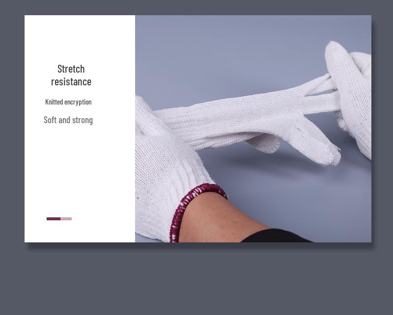 Off-White Thickened Pure Cotton Work Gloves - Durable, Wear-Resistant Labor Protection for Construction Workers