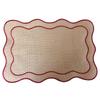 Hemp Embroidered Rectangular Table Mat With Waterproof Cover For Vintage Dining Decor
