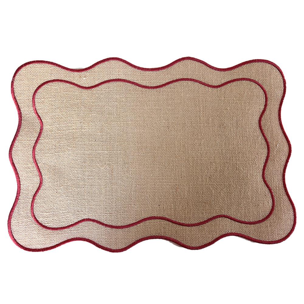 Hemp Embroidered Rectangular Table Mat With Waterproof Cover For Vintage Dining Decor
