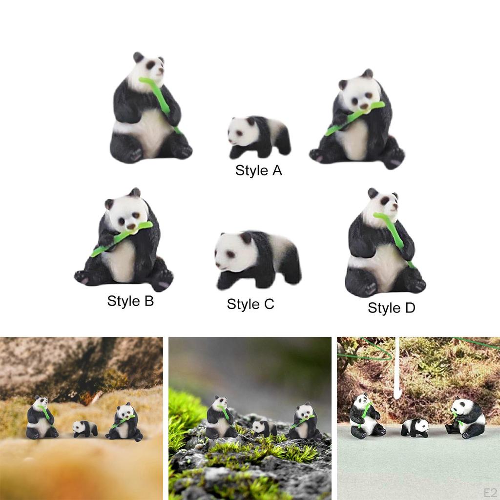Mini Fairy Garden Panda Statue Animal Ornament 1/64 Scale Flower Plants Cute Photography Props