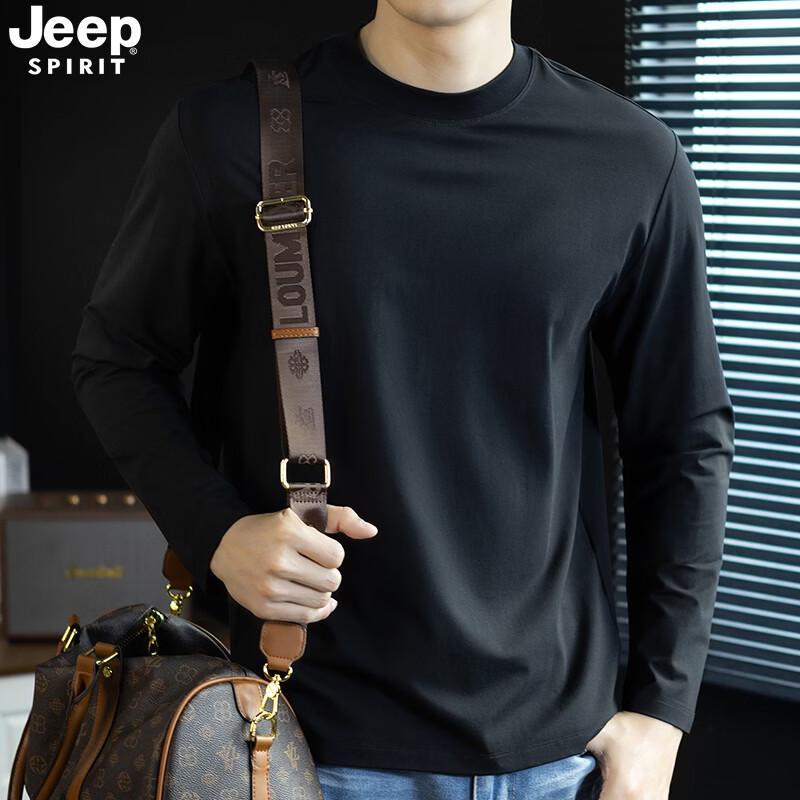 JEEP SPIRIT Men's Casual Half-Zip Mock Neck Long-Sleeve T-Shirt