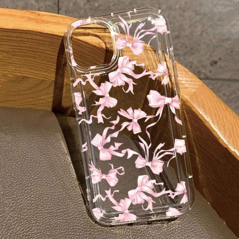 

Pink Bow Transparent Airbag Phone Case For Xiaomi Poco F6 Pro 5G F7 F5 X6 X3 F6 Shockproof Clear Soft tpu Silicone Bumper Cover Poco X3 Pro