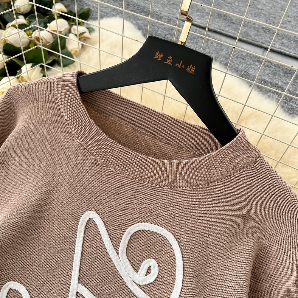 Autumn Winter Women Flower Knitted Sweater Two Piece Set Full Sleeve Pullover Top and Long Midi Slim Bodycon Sheath Skirt Outfits