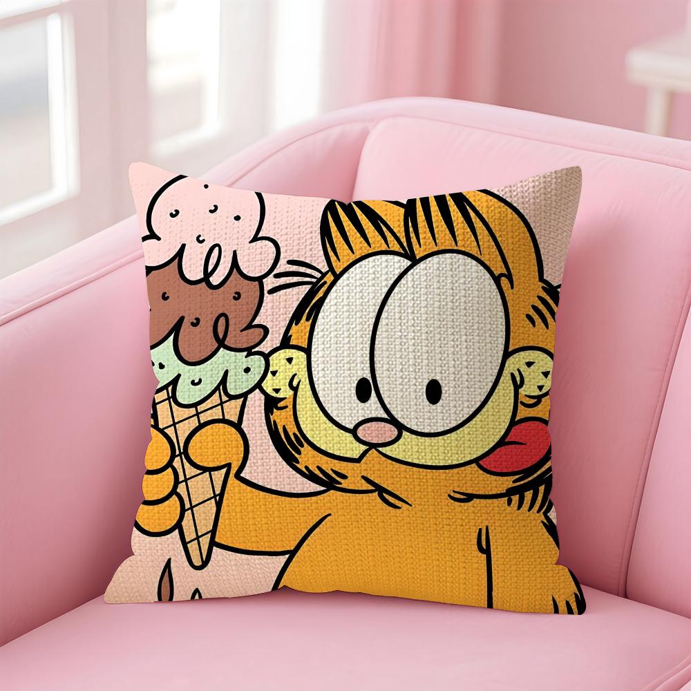 Cartoon GGarfield Cushion Cover Natural Linen Pillow Case DoubleSided Print Decorative Sofa Pillowcase Home Decor Gift