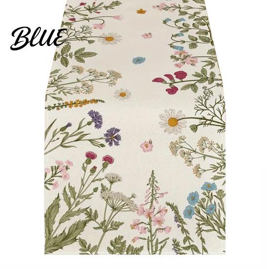 Linen Table Runner for Home Tulip Washable Blooming Flowers Spring Floral Dining Cloth Farmhouse Parties