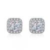 Geometric Square Moissanite Stud Earrings Women Sterling Hypoallergenic Fashion Jewelry