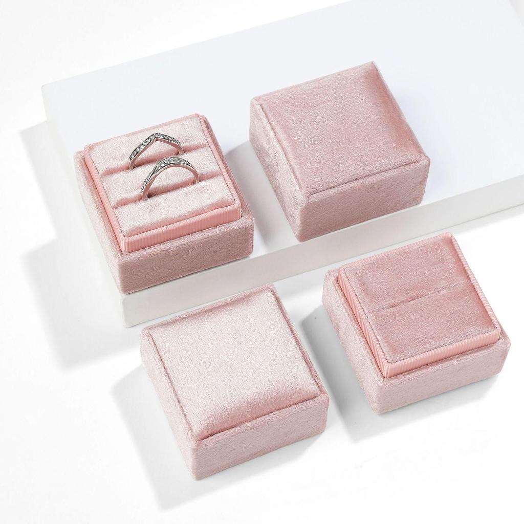 Velvet Vintage Ring & Earring Box with Lid - High-Grade Feel, Single/Double Ring Slots