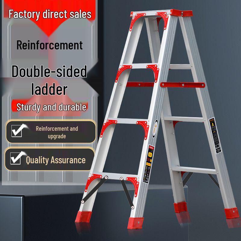 Portable Aluminum Multifunctional Herringbone Ladder - Folding, Non-slip, and Thickened Design for Household and Outdoor Use.