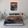 Catfish Sunset Fishing Scene Bedding Duvet Cover Set  (1*Duvet Cover 2*Pillowcases, without duvet insert)