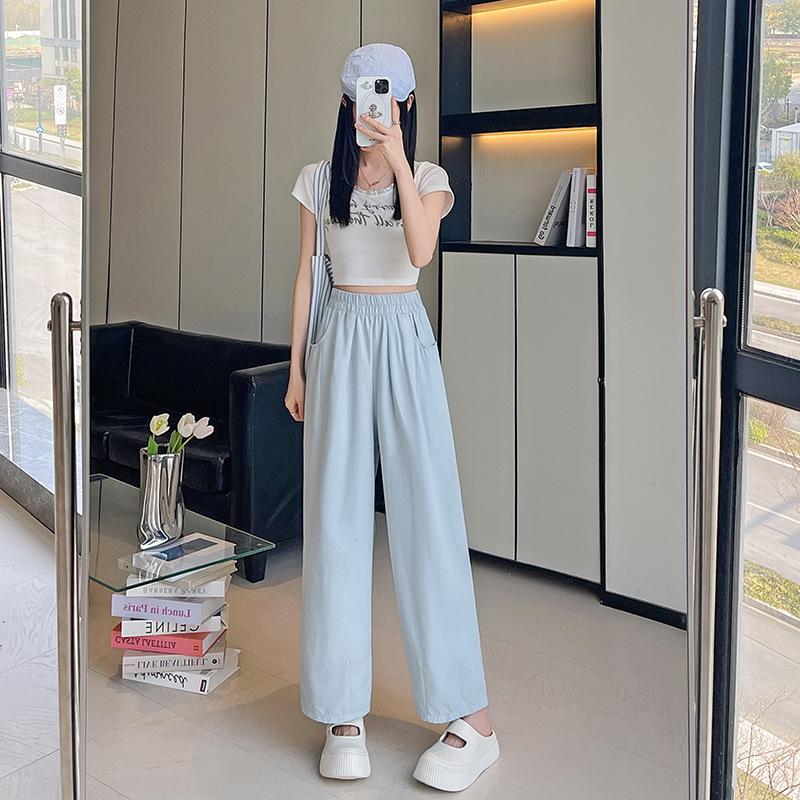 Milk husband pants women's Yamamoto small wide-leg pants summer thin drape casual ice silk grandma pants radish pants