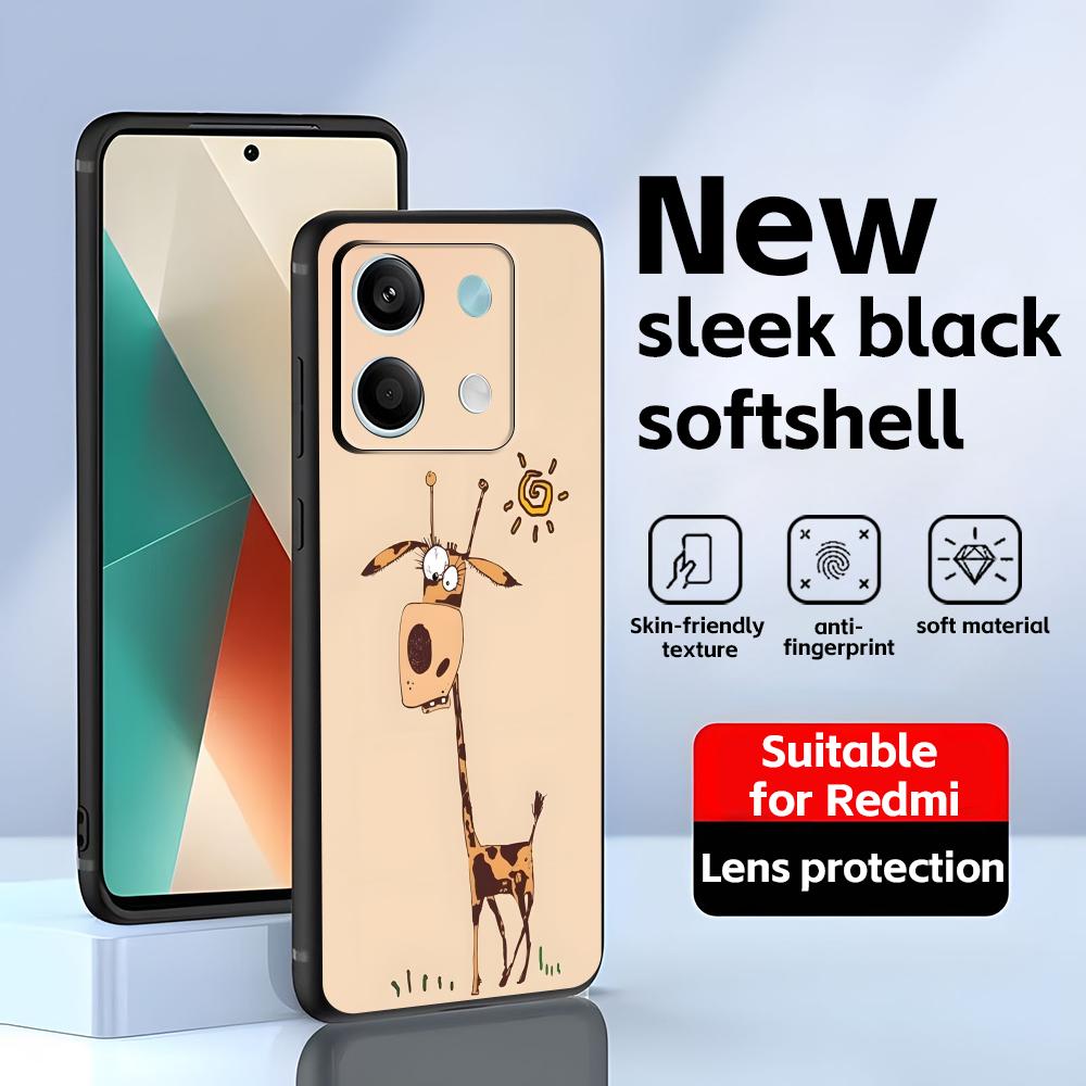 

Cute giraffe Phone Case For Redmi Note 14 13 12 11 Pro Plus S 5G 14C A3 Soft Black Phone Cover Redmi Note 14S