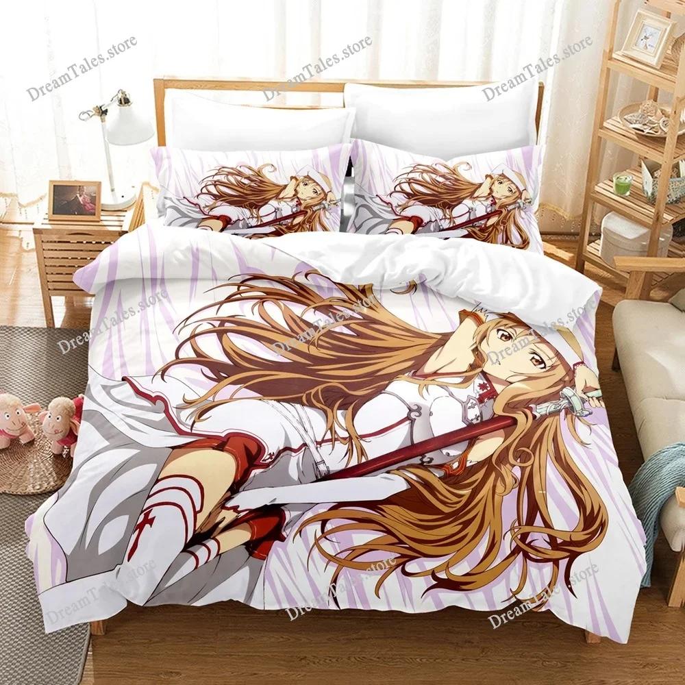 Exquisite 3D Cartoon Sword God Domain Wallpaper Print Bedding Set Duvet Cover Comforter Bed Youth Kids Girls Boys Gift