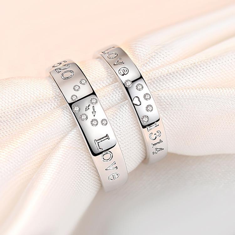 2pcs Couple 925 Sterling Silver Rings Sparkly Zircon for Women and Men Superior Luxury Wedding Jewelry Anniversary Gift