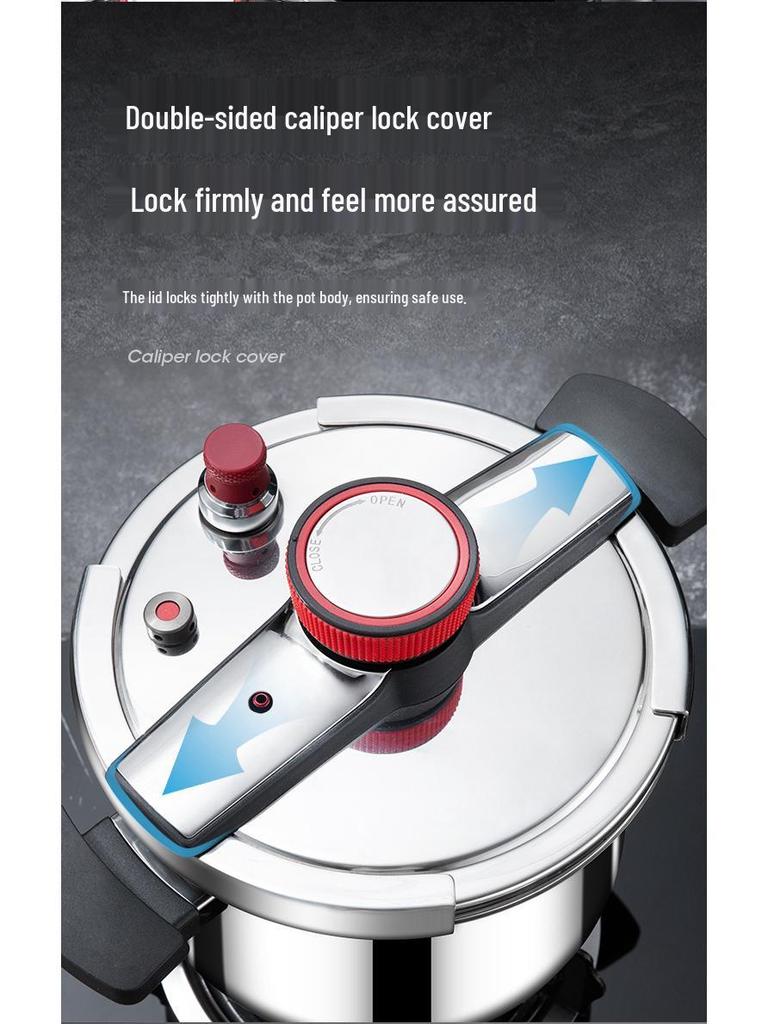 304 Stainless Steel Household Pressure Cooker, Explosion-Proof, Compatible with Induction & Gas Stoves, 4L & 6L, Serves 3-4 People