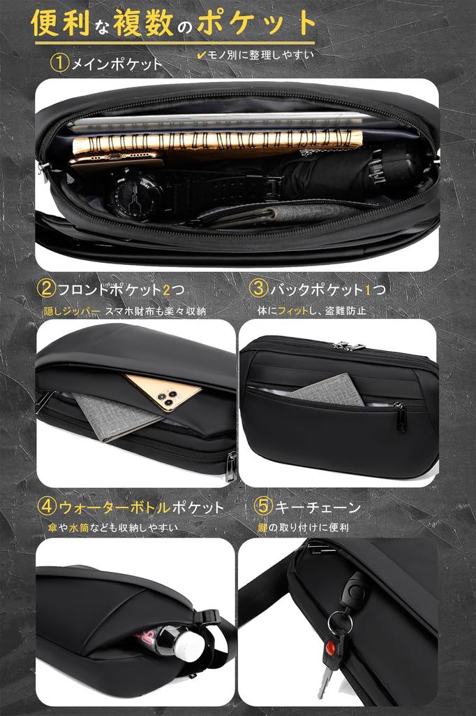 FULONEEI Compact Shoulder Large iPad Perfect for International and Outdoor Activities Men's Bag/Waist Pouch, Capacity, Lightweight, Water-Repellent,