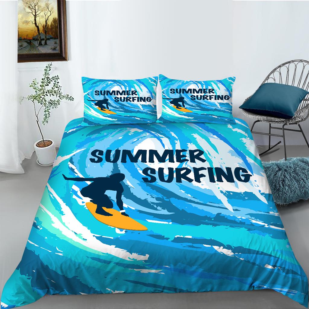 3D-Bettwäscheset im minimalistischen Stil mit Bettdecke und Kissenbezug aus der Buchstabendruckserie, 2/3-teilig, AU180 * 210, volle Größe, schnell trocknende Heimdekoration