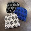 Double Pattern Floral Sided Knitted Hat Ear Protection Hood Cap For Use Outdoor