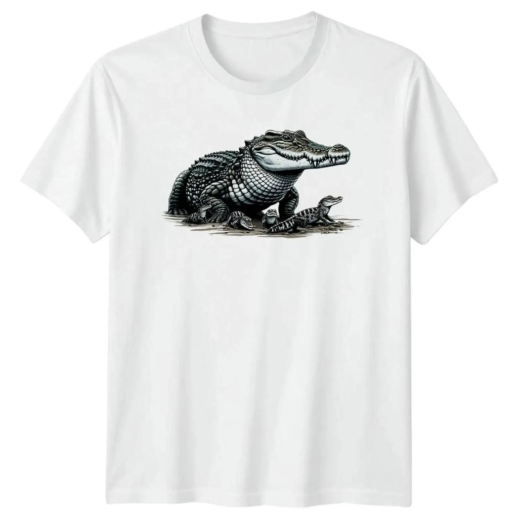 Alligator Familie T Shirt Reptilien Geschenk Fr Sie Und Ihn Vintage Stylish Unisex Slightly Casual Soft Versatile