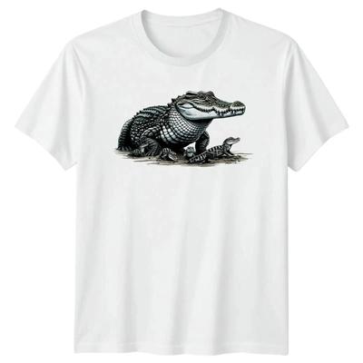 Alligator Family T Shirt Reptile Gift For Her And Him Vintage Stylish Unisex Slightly Casual Soft Versatile