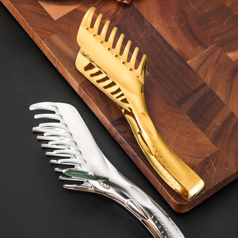 Thickened Stainless Steel Food BBQ Tongs Kitchen Steak Bread  Clamp Cake Meat Grilling Clip Serving Home Cooking Utensils