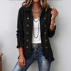 Women's Cropped Jacket Double-Breasted Lapel Collar Ruffle Hem Coat for Casual Wear
