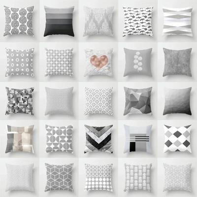 Szara geometryczna poszewka na poduszkę w stylu nordyckim nowoczesna modna poszewka na poduszkę do salonu sofy sypialni