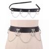 Gothic Waist Chain Alloy and PU Leather Body Chains with Rounded Circle Decor Body Straps Accessories for Women and Girl