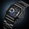 Skmei Luxury Stainless Steel Square Men Watch Chronograph Luminous Quartz Wristwatches Small Dial Work Male Waterproof Clock