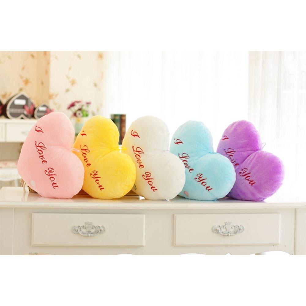 I LOVE U Heart Plush Pillow PP Cotton Stuffed Back Cushion Led Light Heart Pillow  Home Decorative