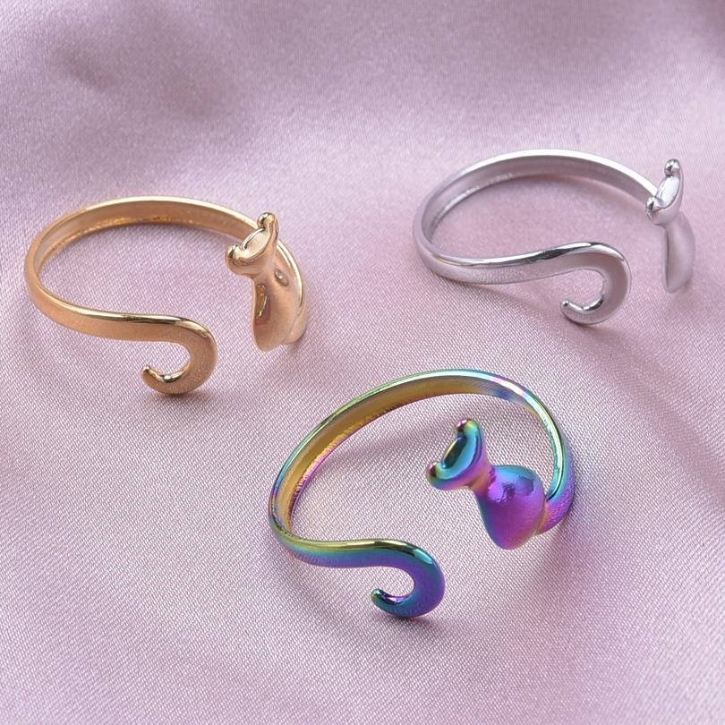1/2/3pcs Animal Ring Butterfly Cat Wings Shell Open Adjustable Stainless Steel Rings For Women Men Accessories Fashion Jewelry