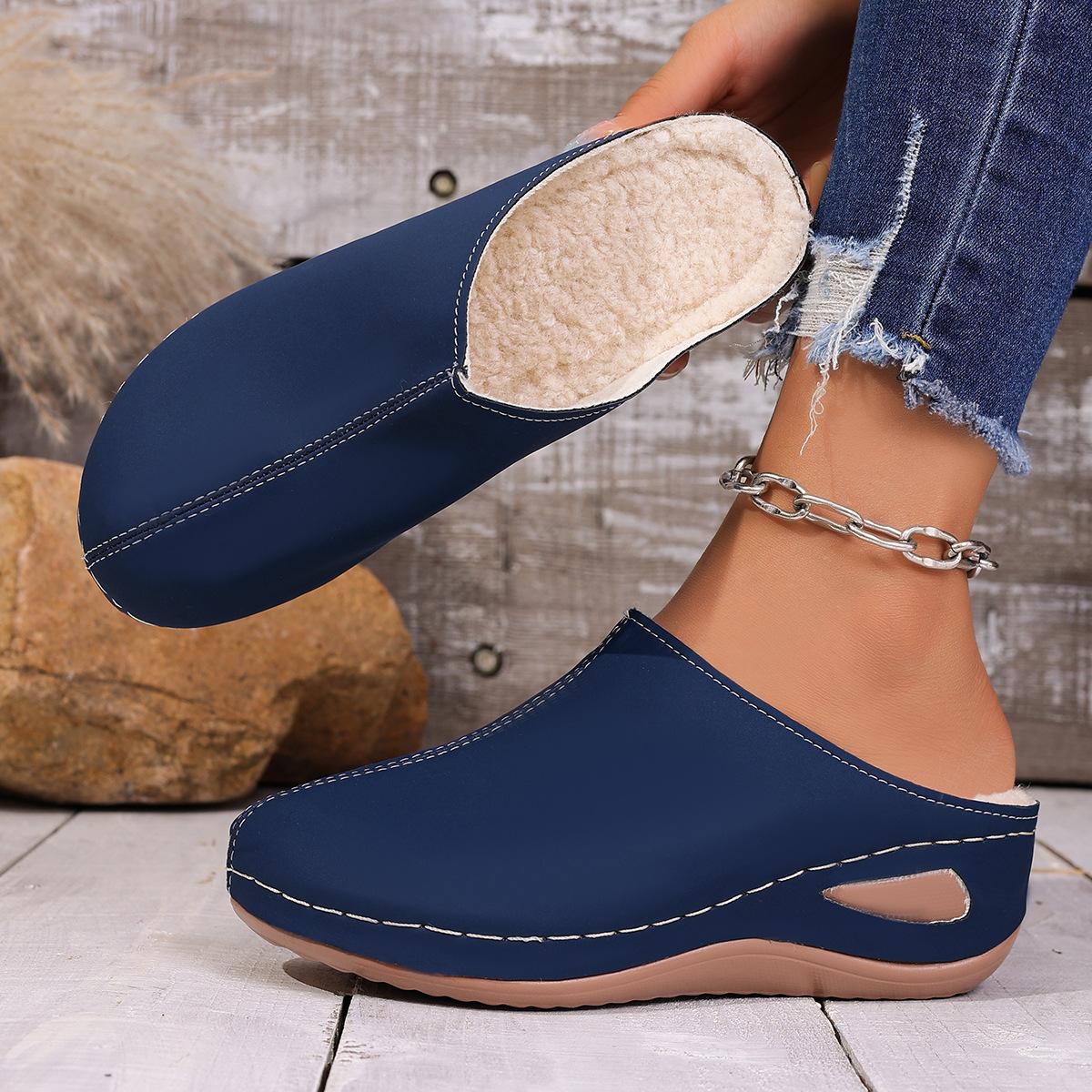 Зима 2026 Новые женские клоги на флисовой подкладке - Удобные мюли без задника Повседневная обувь большого размера для медсестер Мягкие ленивые туфли 36 1540₽