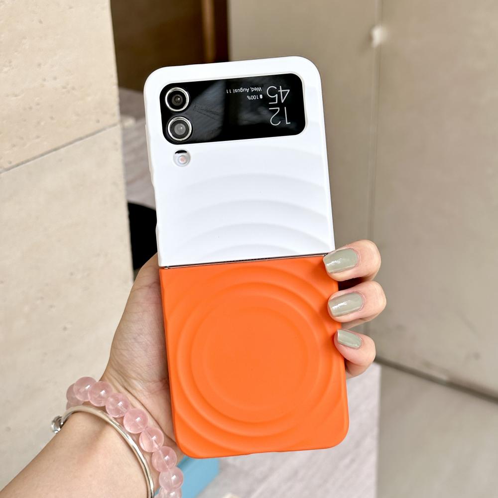 For Samsung Galaxy Z Flip 3 4 5 6 7 Case Magsafe Ripple Pattern Contrast Color Block Foldable Matte Anti-Slip Grip Cover