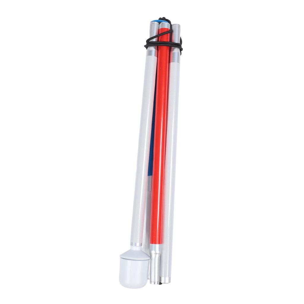 Folding Walking Pole Aluminum Alloy Collapsible Anti Slip Reflective Blind Cane Folds Down 5 Sections Walking Stick for Elderly Blue Red
