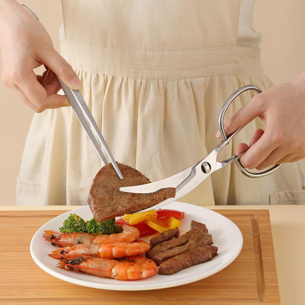 Stainless Steel BBQ Tongs Extended Length with Non-Slip Handle Heavy Duty Grill Tongs for Outdoor Cooking Kitchen Utensil