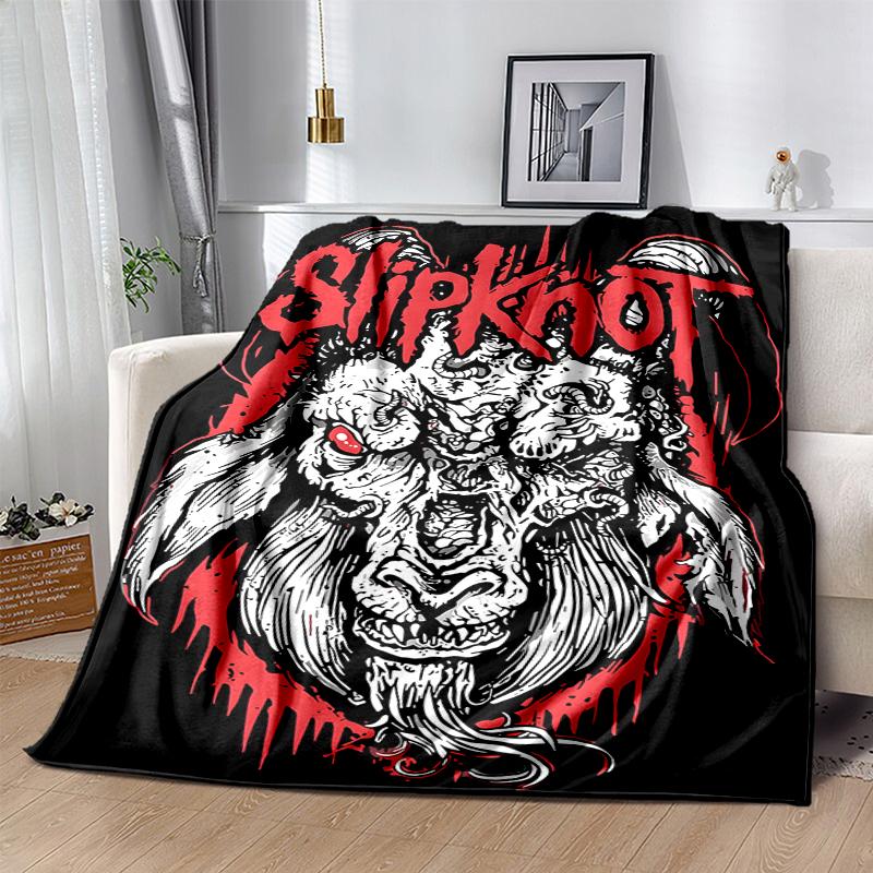 Slipknot Flannel Blanket Soft All-Season Throw, Design for Camping, Car Travel, Hiking Sofa, Bed, Office Perfect Gift for Parties