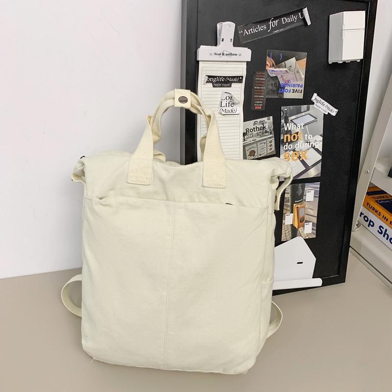 Plátěný jednobarevný studentský školní batoh Pánský velkokapacitní cestovní batoh