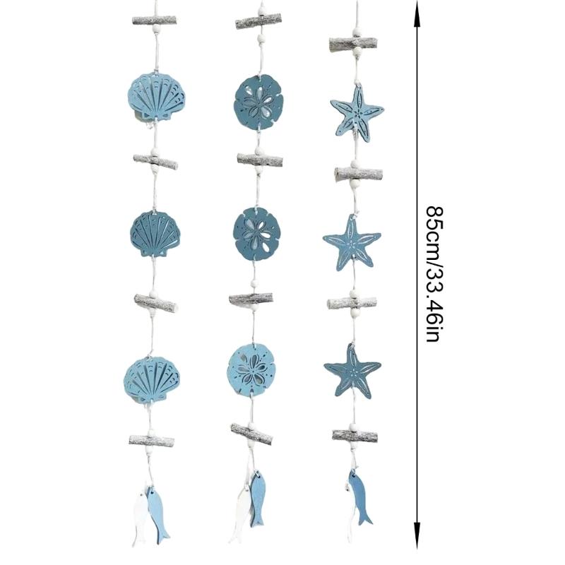 Marine Styles Wood Wall Decors Hanging Ornament Star Fish Sea Shell Sun Catcher For Indoor And Outdoor Garden Decoration