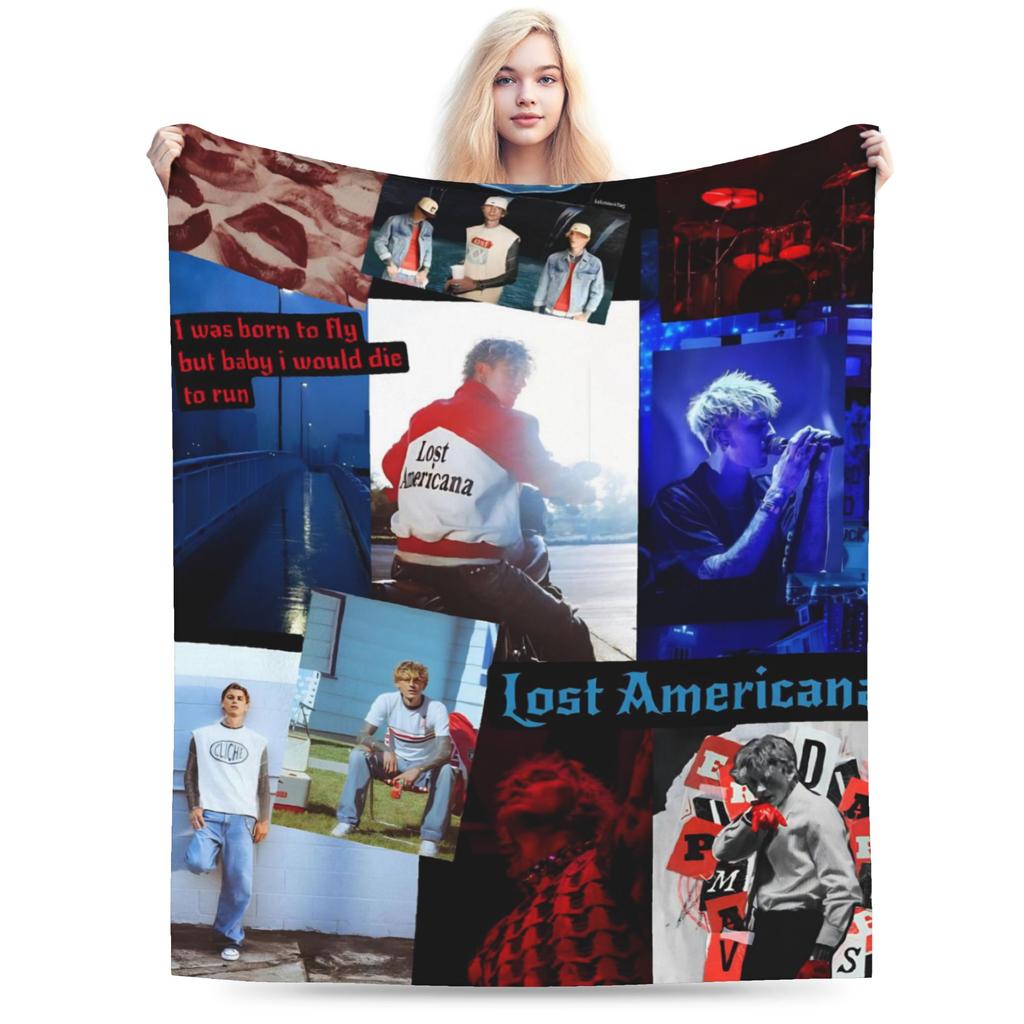 Nová MGK Lost Americana Tour - Lehká tenká flanelová deka, útulná přehozová deka, pratelná v pračce