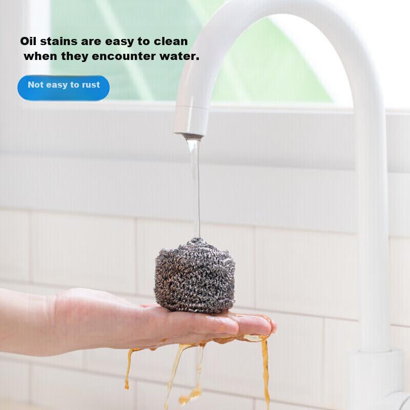 CHAHUA Steel Wool Scrubber, Pack of 10, Pot Cleaning Tool, Stainless Steel Non-Shedding Cleaning Ball, Iron Wire Ball for Washing Dishes And Pots