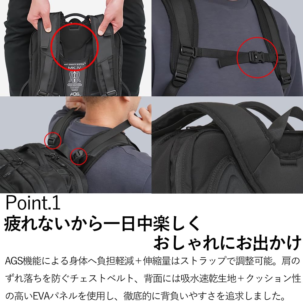Ballistic Spirit Reise Rucksack L, BS-3113, Schwarz, 36L A3 Rucksack, Passt für 15,6-Zoll Laptops, 3-4 Nächte, YKK AGS Zero Gravity Nylon