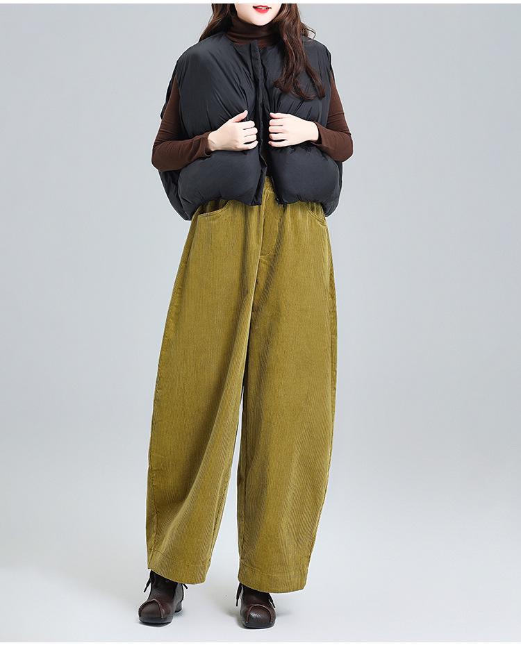 Damen Cord-Schlaghose mit hoher Taille - Frühling/Herbst Lässige lockere Passform