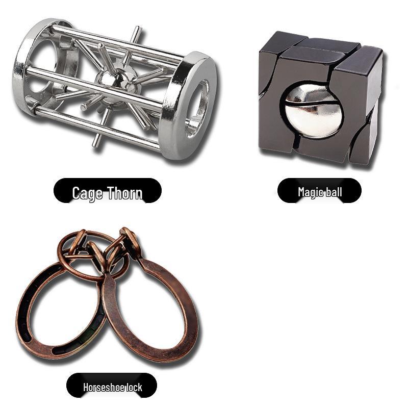 Children's Educational Metal Puzzle Set: Luban Lock, Nine Rings, and Kongming Lock Disentanglement Toys