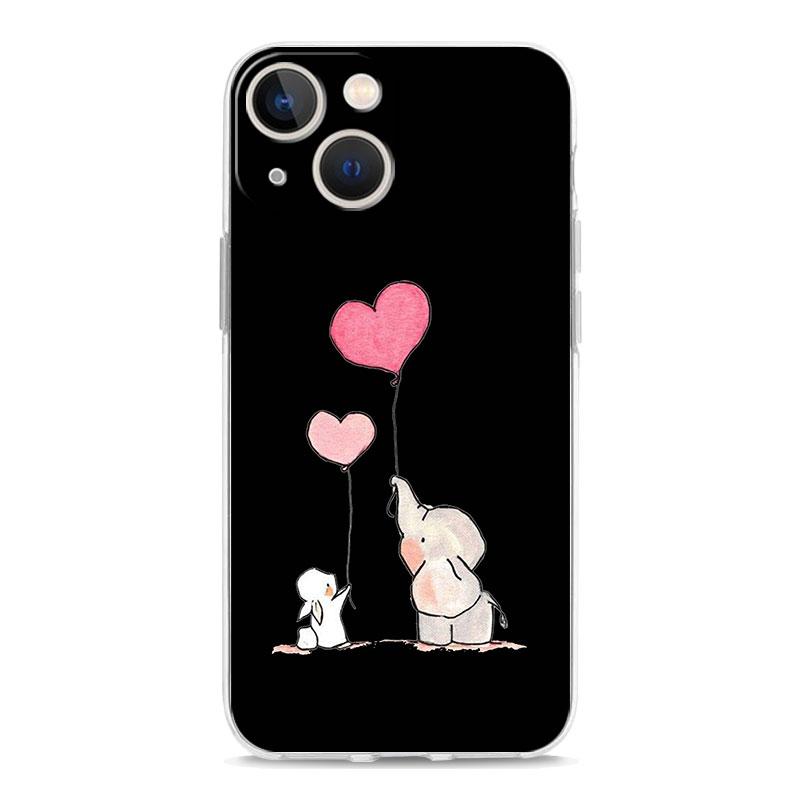 Phone Case For iPhone 15 14 13 12 Mini 11 Pro Max XS X XR 7 8 Plus Clear Shockproof Silicone TPU Cover Couple Style Cartoon