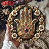 Vintage Hamsa Hand Metal Wall Art Round Retro Home Decor Gift