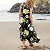 Women's Summer Casual Fashion Flower Printed Sleeveless Round Neck Pocket Dress
