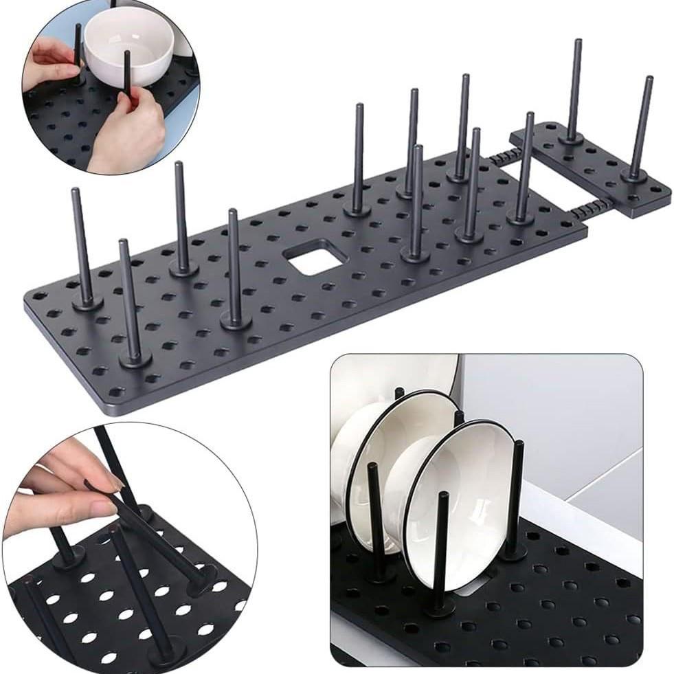 Retractable Dish Rack: Kitchen Sink Storage for Cutlery, Dishes, Bowls, and Plates