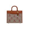 Rogue 31 Classic Floral Heart Embroidery Fabric With Glove Tanned Leather Tote Shoulder Crossbody Bag Large Women Bags Brown CB848-B4TA7