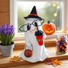 Halloween Decoration Ghost Wear Glasses Resin Statue Fine Craftsmanship Tabletop Ornament Home Decor